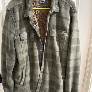 Stylish Olive Plaid Shirt Jacket